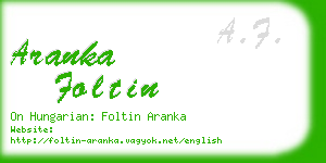 aranka foltin business card